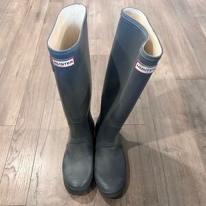 Hunter Tall Rubber Boots in Slate Blue/ Grey Size US 8